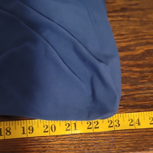 Athleta Air Out Cinch Tee Shirt Size L Blue Short Sleeve Fitted Open Back Stretc - Picture 10 of 13